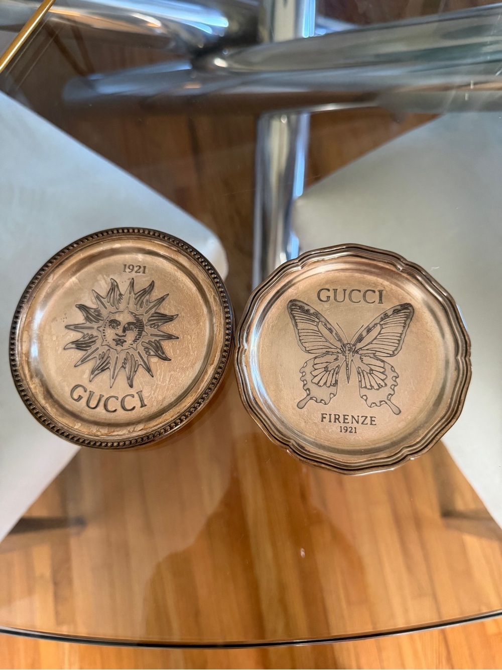 Gucci Brass Sun & Butterfly Trinket Dishes